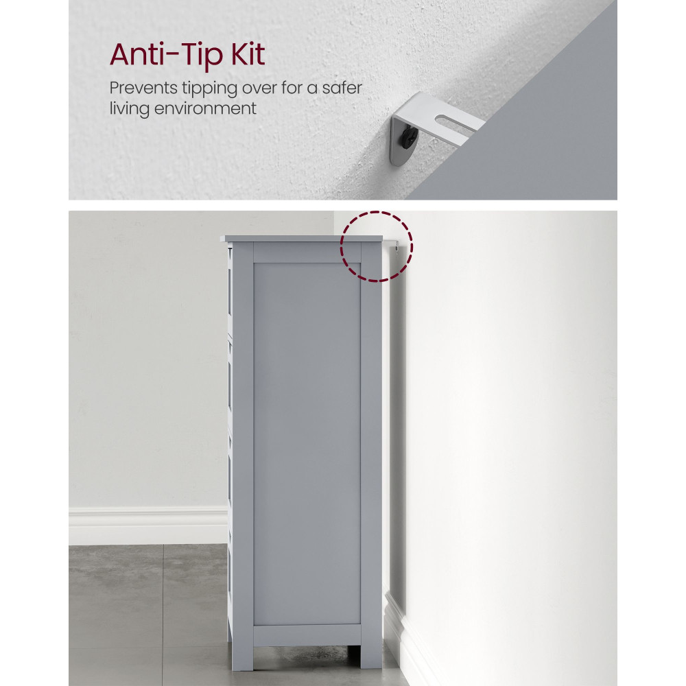 Produktbild för Bathroom Floor Storage Cabinet With 4 Drawers Mystic Grey 30x30x82cm