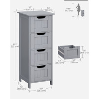 Produktbild för Bathroom Floor Storage Cabinet With 4 Drawers Mystic Grey 30x30x82cm