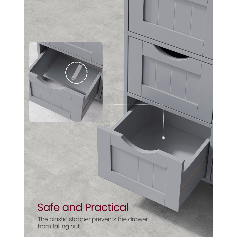 Produktbild för Bathroom Floor Storage Cabinet With 4 Drawers Mystic Grey 30x30x82cm