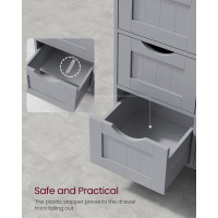 Produktbild för Bathroom Floor Storage Cabinet With 4 Drawers Mystic Grey 30x30x82cm