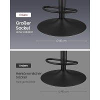 Produktbild för Vasagle Ljb095b01 Bar Stools Set Of 2 Bar Chairs Height Adjustable Swivel Kitchen Stools Quilted Pu Cover With Backrest And Footrest Dining Counter Steel Ink Black 43x48x93-114cm