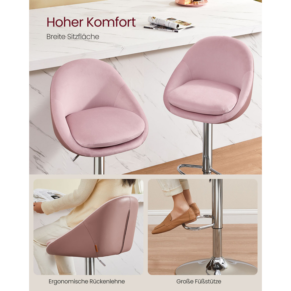 Produktbild för Bar Stools, Height-adjustable Desks Pink 50x52x(84-99)cm