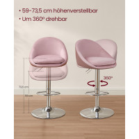 Produktbild för Bar Stools, Height-adjustable Desks Pink 50x52x(84-99)cm