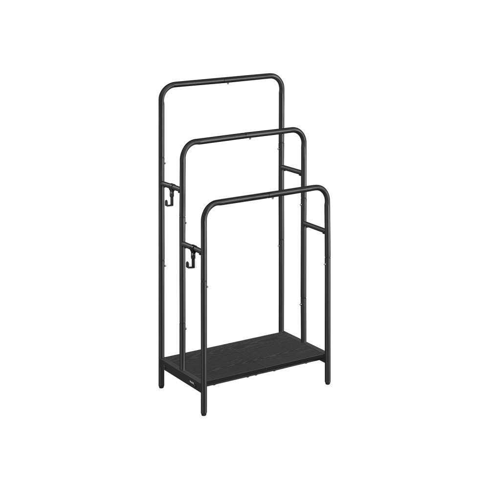 Produktbild för 3-bar Towel Holder With 2 Hooks Black 50x30x100cm