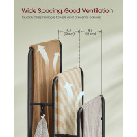 Produktbild för 3-bar Towel Holder With 2 Hooks Black 50x30x100cm