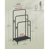 Produktbild för 3-bar Towel Holder With 2 Hooks Black 50x30x100cm