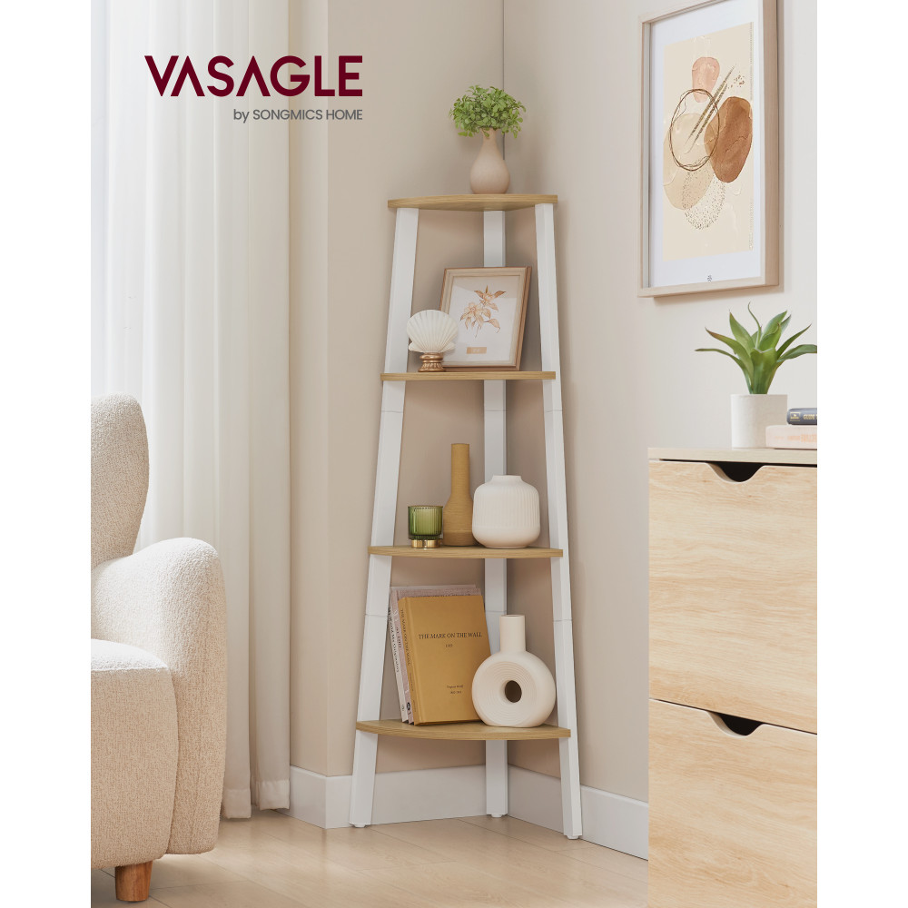 Produktbild för Corner Ladder Shelves Yellow 33x33x125cm