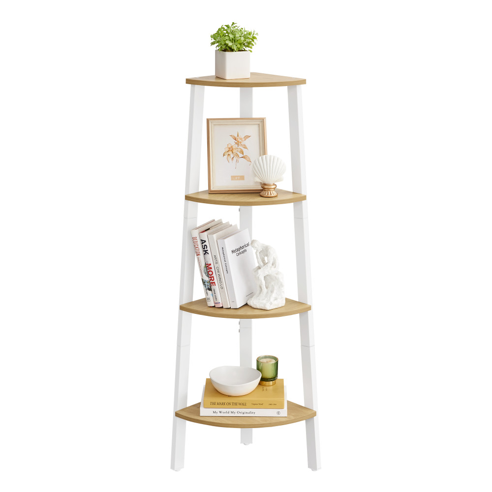 Produktbild för Corner Ladder Shelves Yellow 33x33x125cm