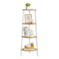 Produktbild för Corner Ladder Shelves Yellow 33x33x125cm