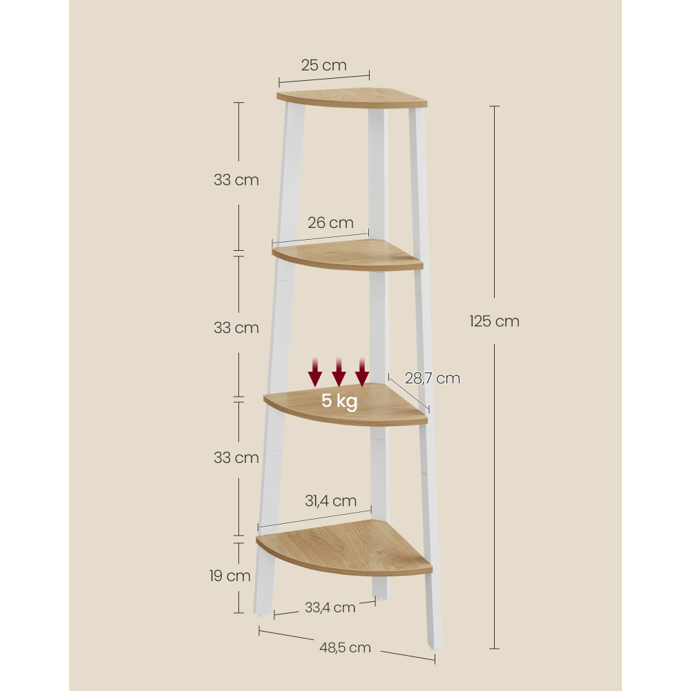 Produktbild för Corner Ladder Shelves Yellow 33x33x125cm