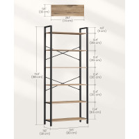 Produktbild för 6-tier Freestanding Tall Bookshelf Camel Brown And Ink Black Milky Coffee Color 80x30x184cm