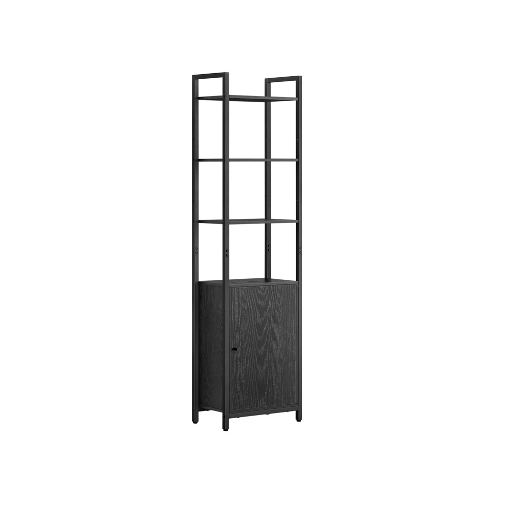 Produktbild för 6-tier Bookcase With Door Ebony Black And Ink Black 40x24x160cm