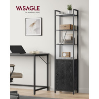 Produktbild för 6-tier Bookcase With Door Ebony Black And Ink Black 40x24x160cm