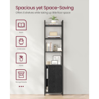 Produktbild för 6-tier Bookcase With Door Ebony Black And Ink Black 40x24x160cm