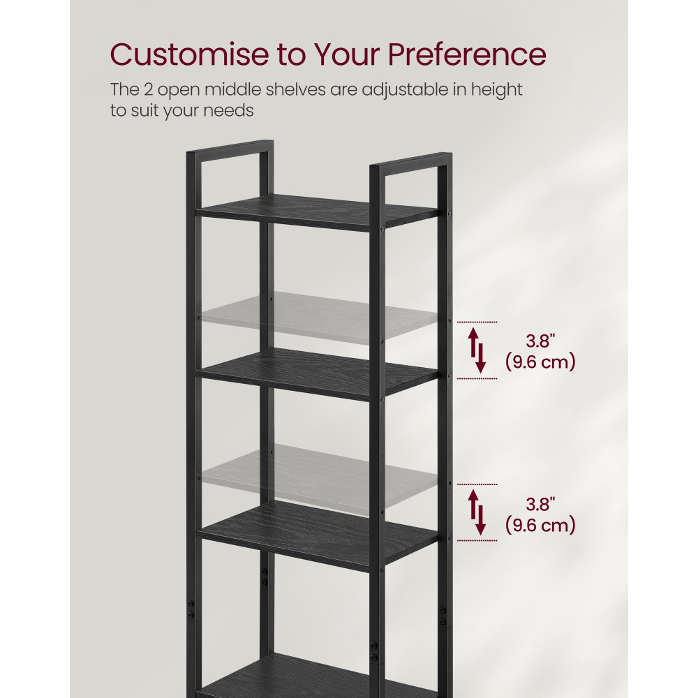 Produktbild för 6-tier Bookcase With Door Ebony Black And Ink Black 40x24x160cm
