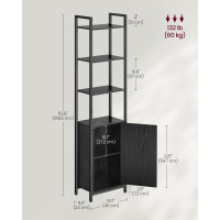Produktbild för 6-tier Bookcase With Door Ebony Black And Ink Black 40x24x160cm