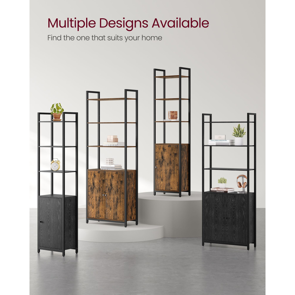 Produktbild för 6-tier Bookcase With Door Ebony Black And Ink Black 40x24x160cm