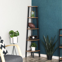 Produktbild för Corner Ladder Shelves X: Antique, Black 37x37x159cm