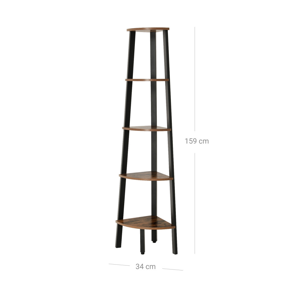 Produktbild för Corner Ladder Shelves X: Antique, Black 37x37x159cm