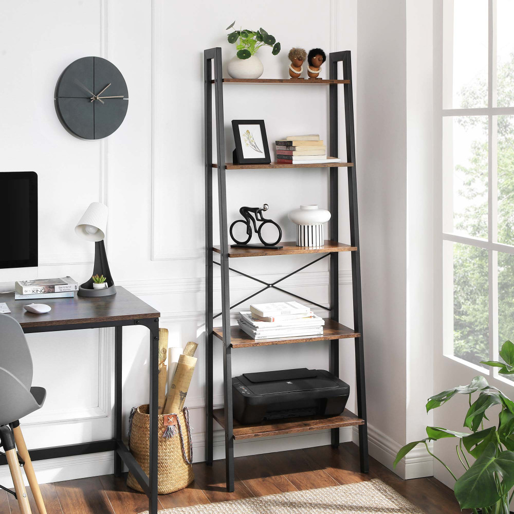 Produktbild för Corner Ladder Shelves X: Antique, Black 56x32x172cm