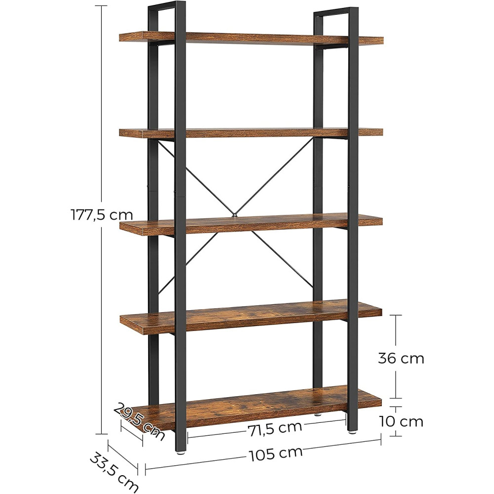 Produktbild för Storage Shelves Rustic Brown, Black 105x34x178cm
