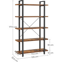 Produktbild för Storage Shelves Rustic Brown, Black 105x34x178cm