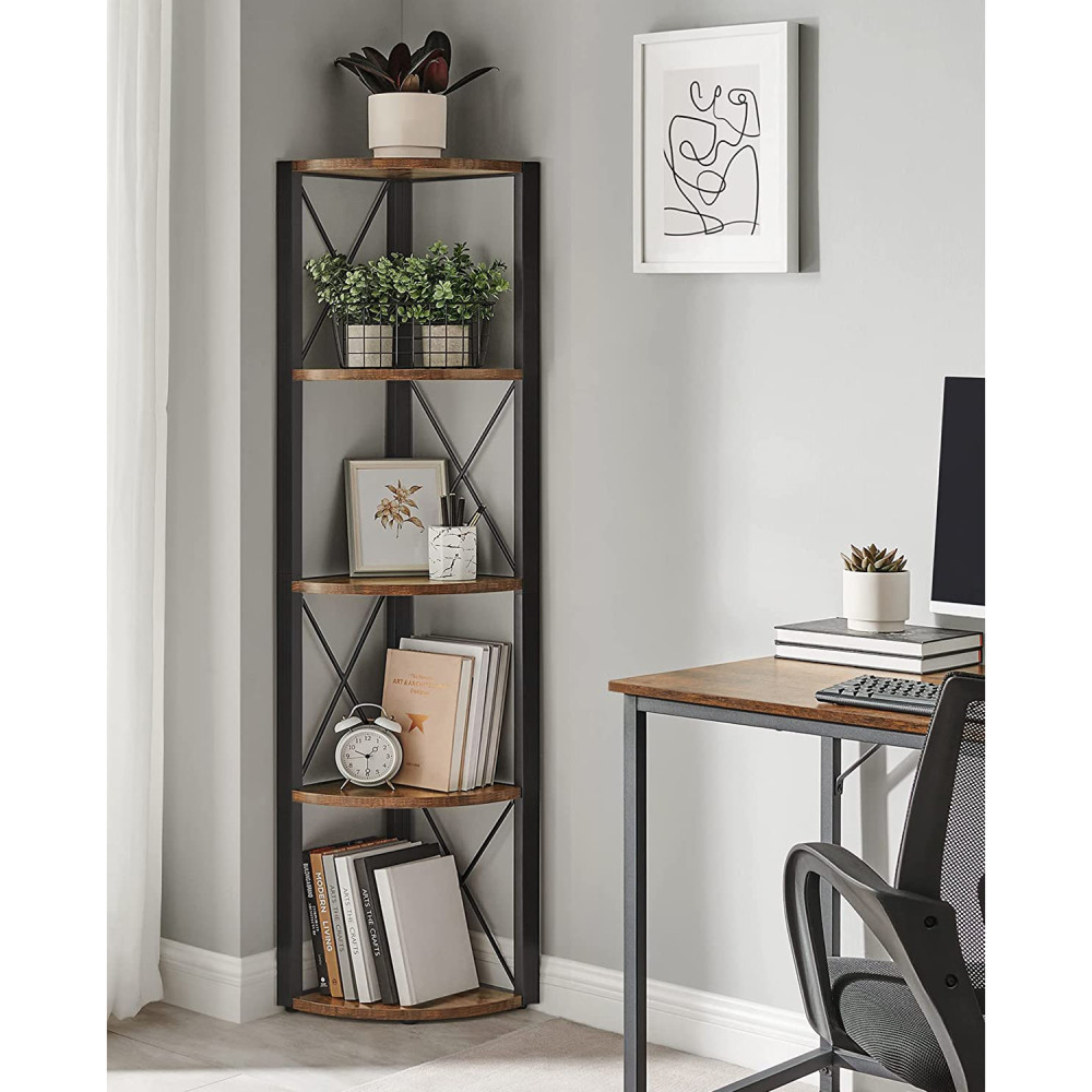 Produktbild för 5 Tier Multipurpose Corner Shelf Black 30x30x160cm
