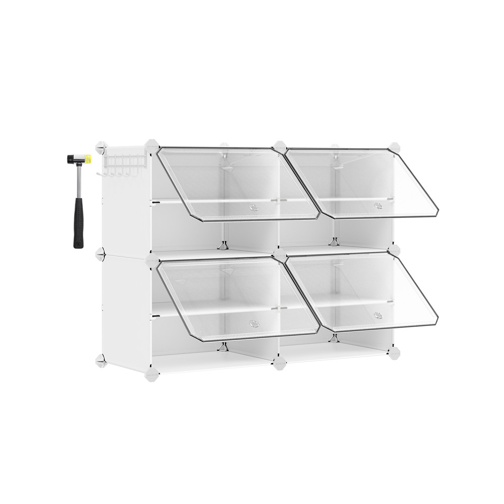 Produktbild för Interlocking Plastic Shoe Rack Cloud White 84x31x64cm