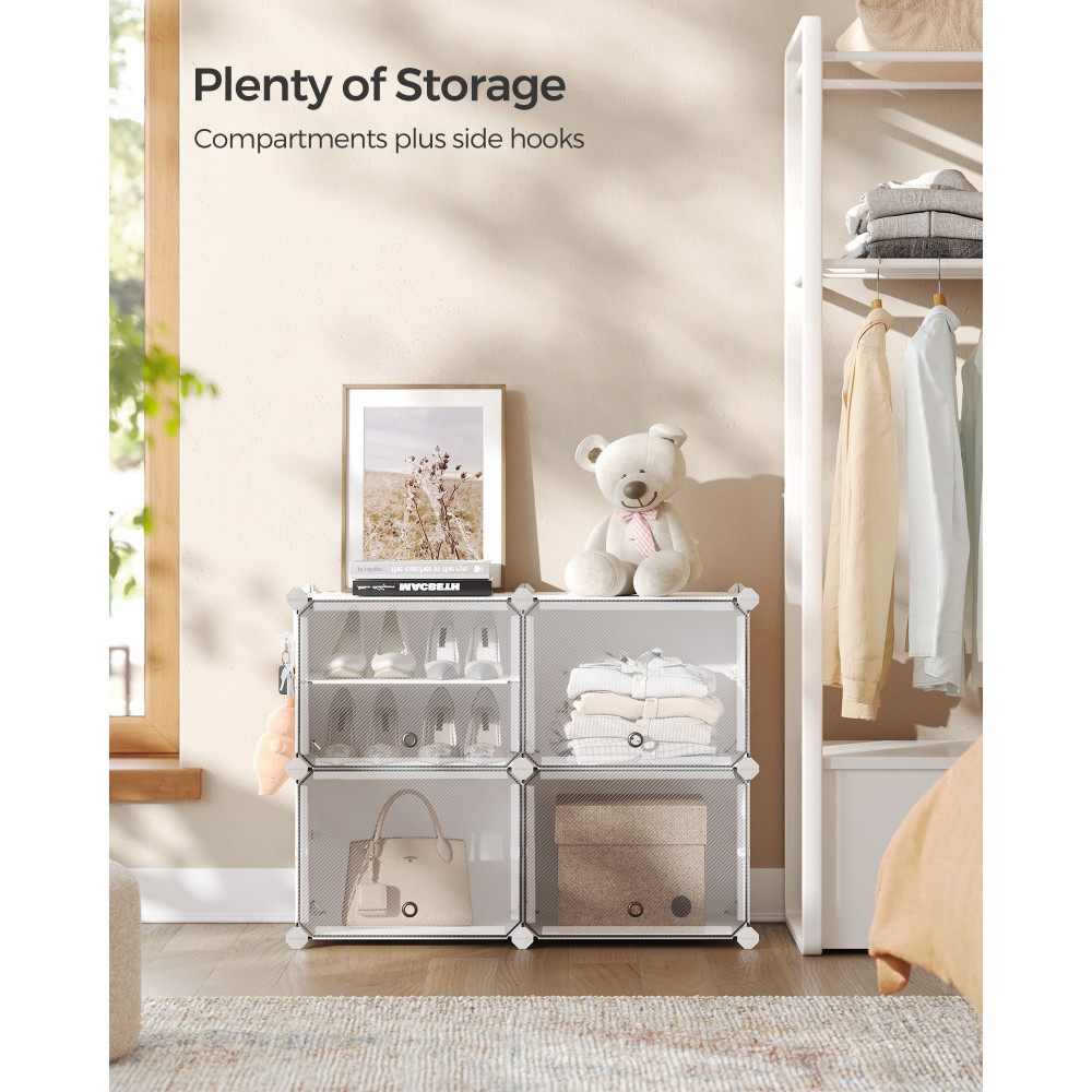 Produktbild för Interlocking Plastic Shoe Rack Cloud White 84x31x64cm
