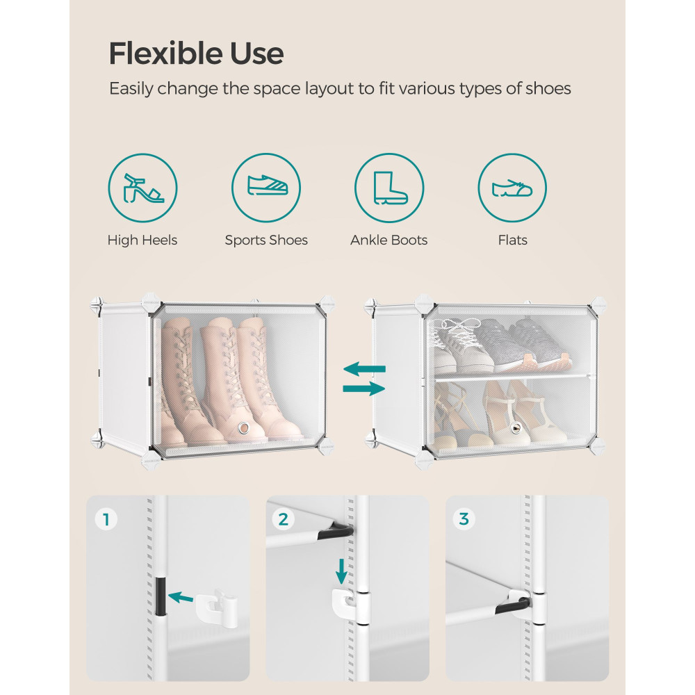 Produktbild för Interlocking Plastic Shoe Rack Cloud White 84x31x64cm