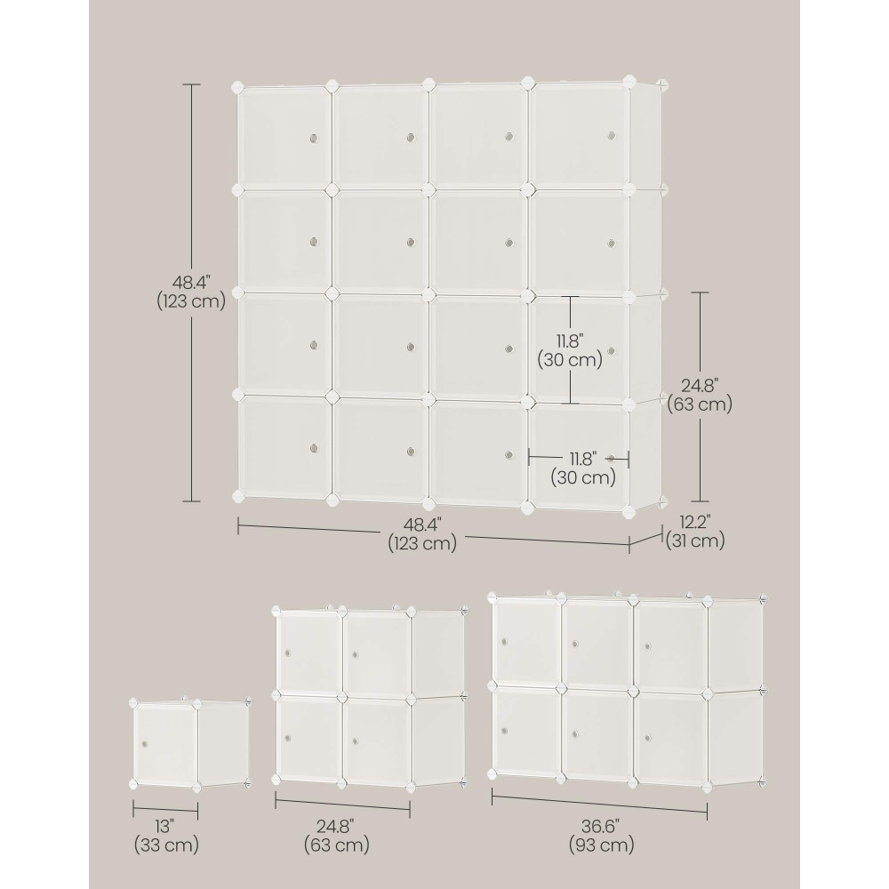 Köp 16-cube Plastic Stackable Storage Unit Cream White 123x3...