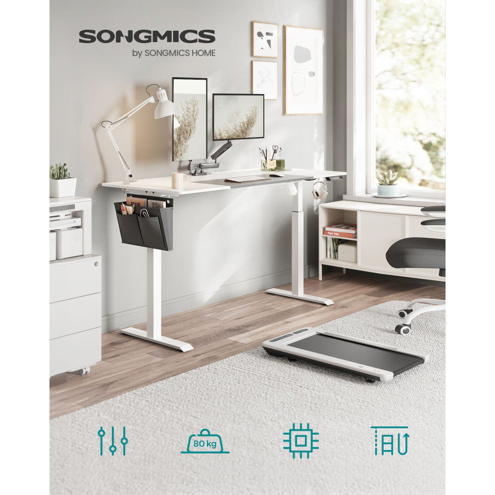Produktbild för Height Adjustable Electric Desk White And Dove Grey 160×70×72-120cm