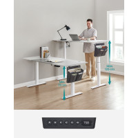 Produktbild för Height Adjustable Electric Desk White And Dove Grey 160×70×72-120cm