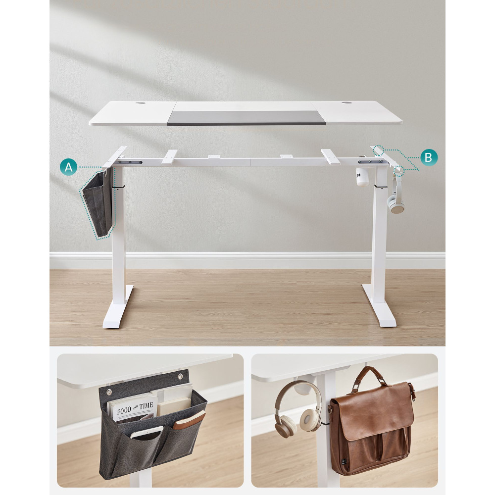 Produktbild för Height Adjustable Electric Desk White And Dove Grey 160×70×72-120cm