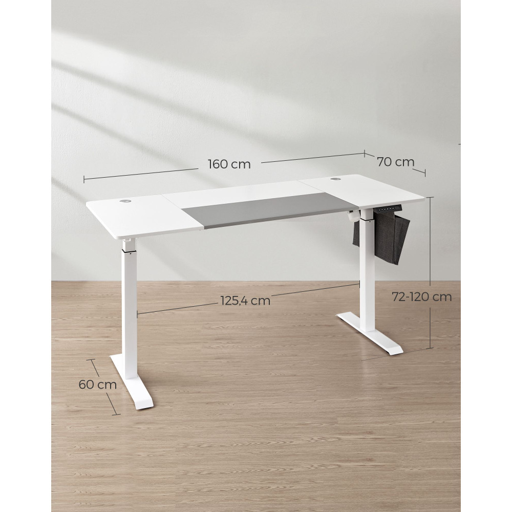 Produktbild för Height Adjustable Electric Desk White And Dove Grey 160×70×72-120cm