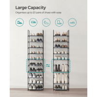 Produktbild för 10-tier Shoe Rack 45 X Grey 45x28x173cm