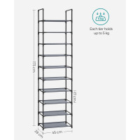 Produktbild för 10-tier Shoe Rack 45 X Grey 45x28x173cm