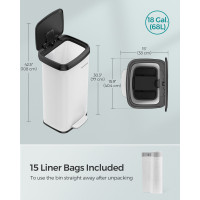 Produktbild för 68l Rubbish Bin White 41×38×77cm