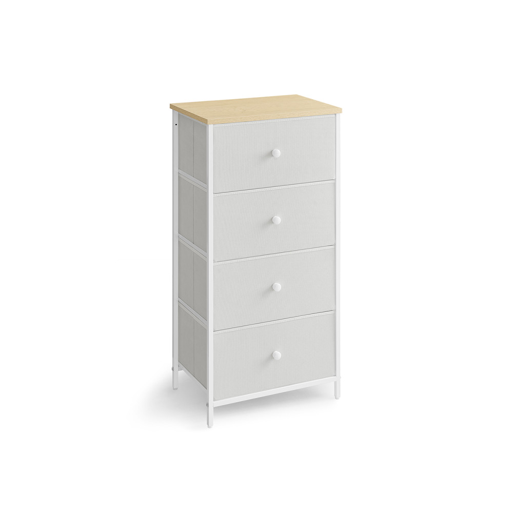 Produktbild för 4 Fabric Drawers With Metal Frame White And Oak 45x30x92cm