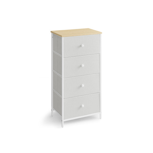 Songmics 4 Fabric Drawers With Metal Frame White And Oak 45x30x92cm