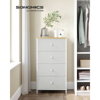Produktbild för 4 Fabric Drawers With Metal Frame White And Oak 45x30x92cm