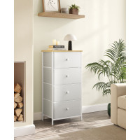 Produktbild för 4 Fabric Drawers With Metal Frame White And Oak 45x30x92cm