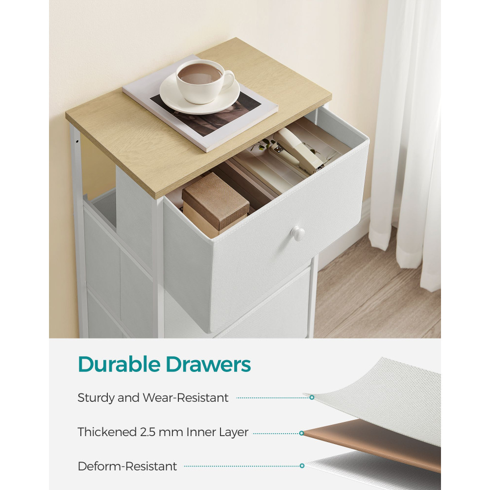 Produktbild för 4 Fabric Drawers With Metal Frame White And Oak 45x30x92cm