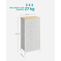 Produktbild för 4 Fabric Drawers With Metal Frame White And Oak 45x30x92cm