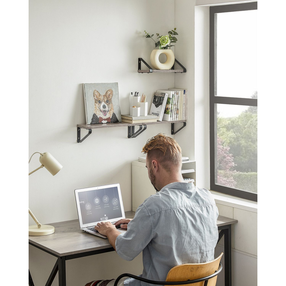 Produktbild för Wall Shelf Set Black, Light Ivory 40x12x10cm