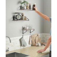 Produktbild för Wall Shelf Set Black, Light Ivory 40x12x10cm