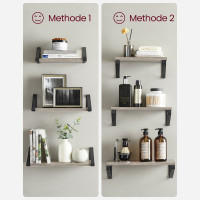 Produktbild för Wall Shelf Set Black, Light Ivory 40x12x10cm