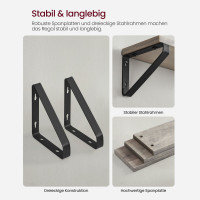 Produktbild för Wall Shelf Set Black, Light Ivory 40x12x10cm