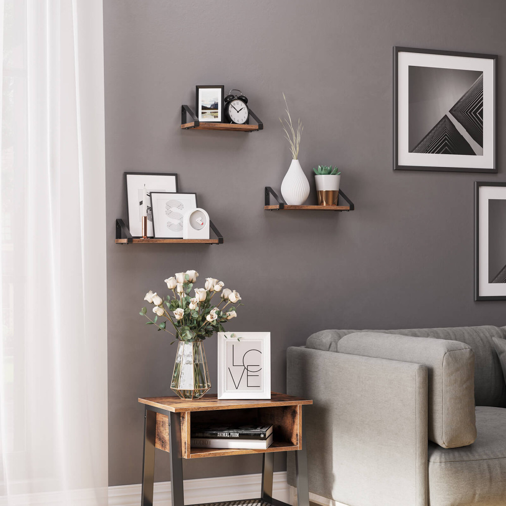 Produktbild för Wall Shelf Set X: Antique, Black 30/35/40x12x10cm