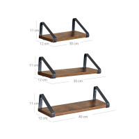 Produktbild för Wall Shelf Set X: Antique, Black 30/35/40x12x10cm